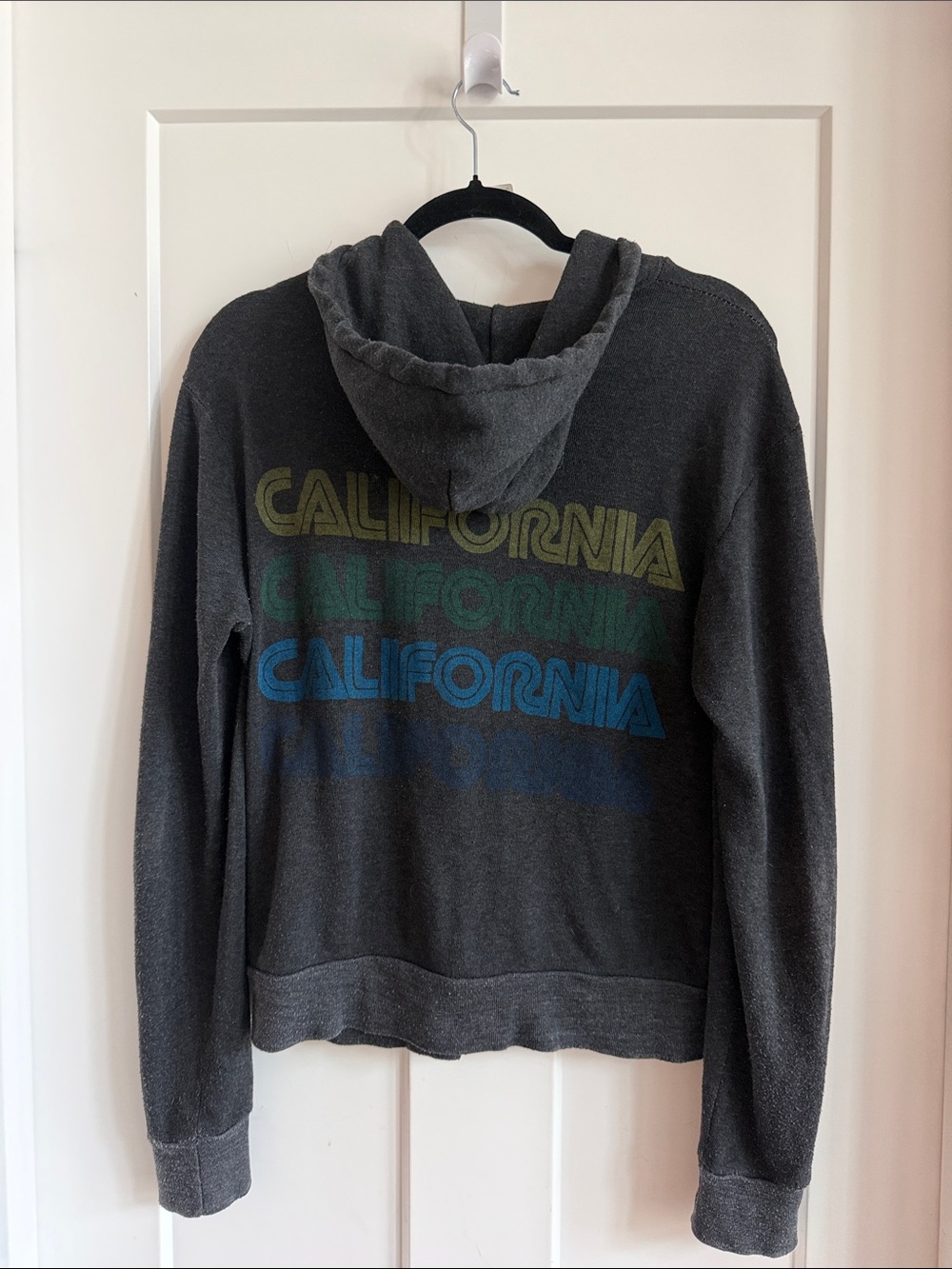 Aviator Nation Vintage California Zip Hoodie Dark Charcoal Grey